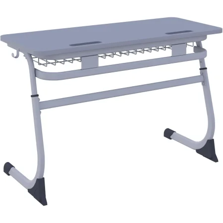 Стол ученический двухместный Smarty с закругленными углами столешницы  (серый/серый, рост 5-7, комплект из 2 штук)