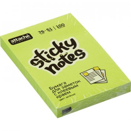 Стикеры Attache Selection 76x51 мм зеленые неоновые 100 листов