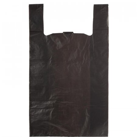 Пакет-майка ПНД 30 мкм черный (40+18x70 см, 50 штук в упаковке)