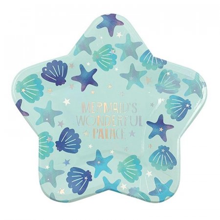 Тарелка одноразовая Пати Бум Звезды для русалочки бумажная  ламинированная с рисунком 180 мм 6 шт в упаковке