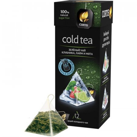 Чай Curtis Cold tea зеленый клубника, лайм и мята 12 пакетиков-пирамидок