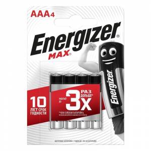 Батарейки Energizer Max мизинчиковые ААА E92 (4 штуки в упаковке)