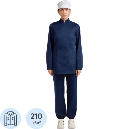 Куртка для пищевого производства у17-КУ ХАССП женская синяя с длинным  рукавом (размер 44-46, рост 158-164)