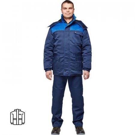 Куртка рабочая зимняя мужская з08-КУ с СОП синяя/васильковая (размер  44-46, рост 170-176)