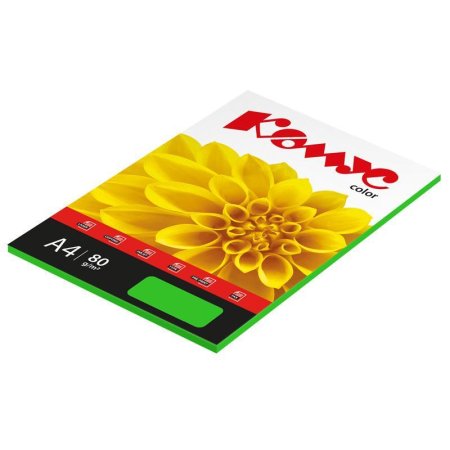 Бумага цветная для печати Комус Color зеленая интенсив (А4, 80 г/кв.м, 50 листов)