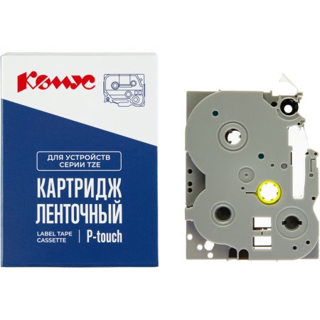 Картридж Комус TZE-445 для принтера этикеток Brother (18 мм х 8 м, цвет  ленты красный, шрифт белый)