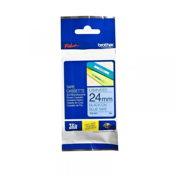 Картридж для принтера этикеток Brother TZe-551 (24 мм х 8 м, цвет ленты синий, шрифт черный)