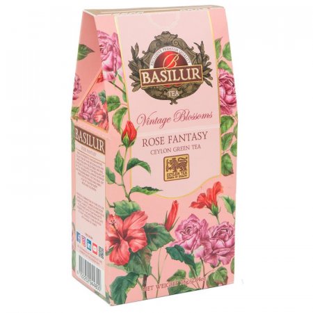 Чай подарочный Basilur Винтажные цветы Розовая фантазия листовой зеленый  75 г