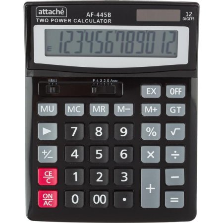 Калькулятор настольный Attache AF-445B 12-разрядный черный/серый  190x147x41 мм