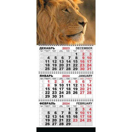 Календарь настенный 3-х блочный 2024 год Трио Стандарт Король лев  (29.5x71 см)