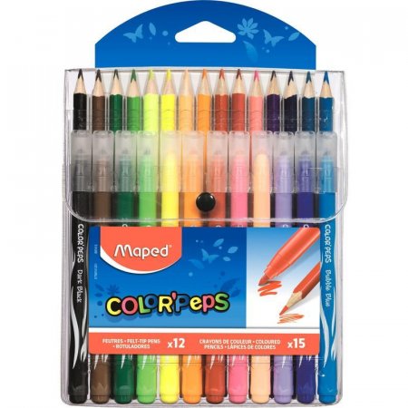 Набор для рисования Maped Color'peps 12 фломастеров + 15 цветных карандашей