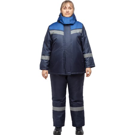 Куртка рабочая зимняя женская з46-КУ с СОП синяя/васильковая из ткани  оксфорд (размер 40-42, рост 158-164)