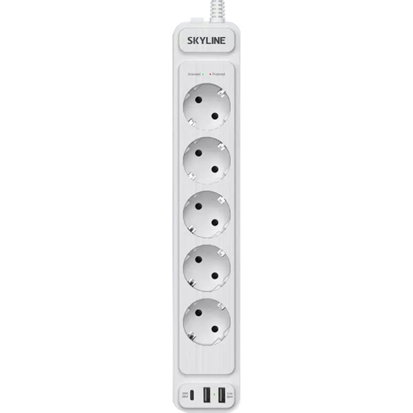 Сетевой фильтр Skyline USP-550 на 5 розеток + 2 USB 5 метров белый  (S00003688)
