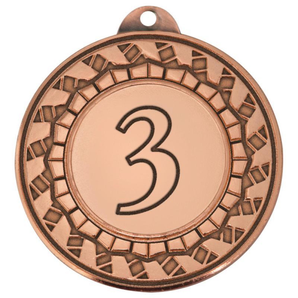 Медаль призовая 3 место 45 мм бронзовая
