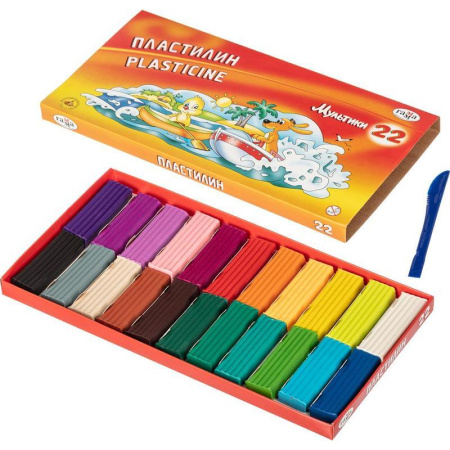 Пластилин Гамма Мультики 22 цвета 440 г со стеком