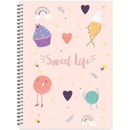 Бизнес-тетрадь креативная Attache Selection Sweet Life Сладости А4 96 листов разноцветная в клетку на спирали 2 разделителя (213x293 мм)