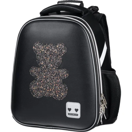 Ранец Комус Класс Basic Медвежонок анатомический чёрный с двумя  отделениями