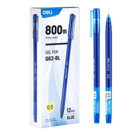 Ручка гелевая неавтоматическая Deli синяя (толщина линии 0.3 мм)