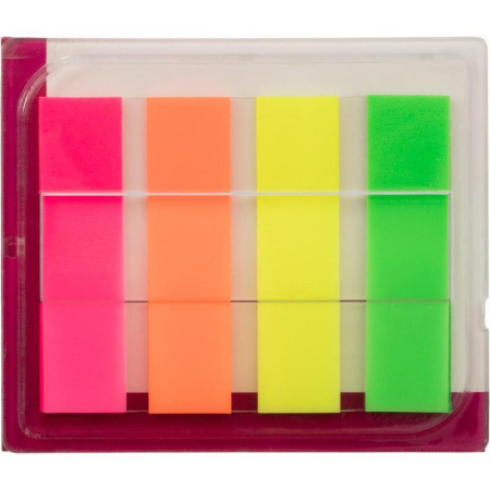 Клейкие закладки Attache пластиковые 4 цвета по 20 листов 12х45 мм