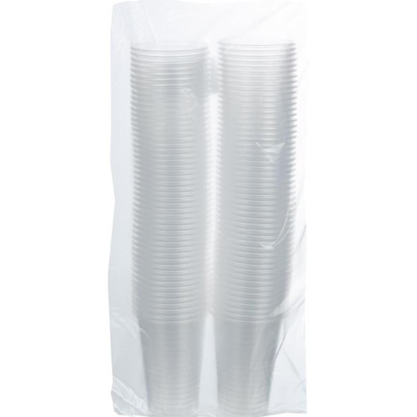 Стакан одноразовый Бюджет пластиковый белый (200 мл, 100 штук в упаковке)