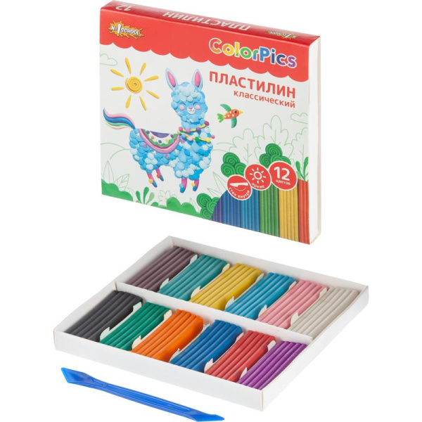 Пластилин №1 School ColorPics 12 цветов 240 г со стеком