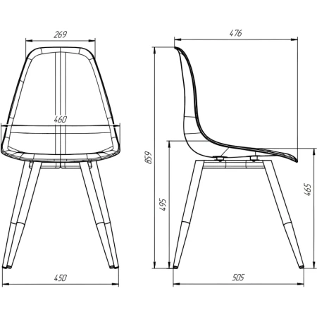 Стул обеденный Комус Eames Plast чёрный (пластик, металл)
