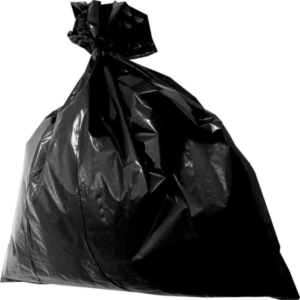 Мешки для мусора на 75 литров Luscan черные (45 мкм, в рулоне 25 штук,  60x80 см)