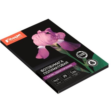 Фотобумага для цветной струйной печати Комус (односторонняя, сатин, 10х15  см, 270 г/кв.м, 25 листов в упаковке, артикул производителя 75859)