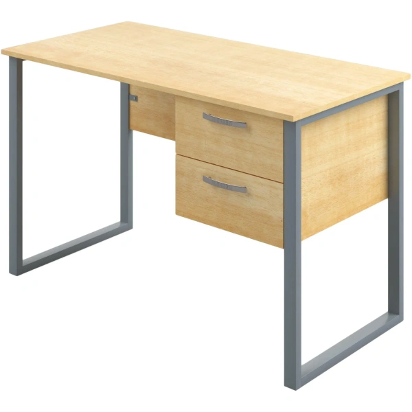 Стол учителя Комус с подвесной тумбой (клен/серый, 1200х600х760 мм)