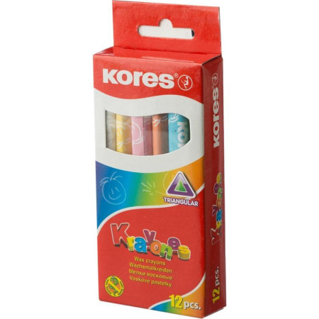 Мелки восковые 12цв трехгранные KRAYONES Kores 33101.02