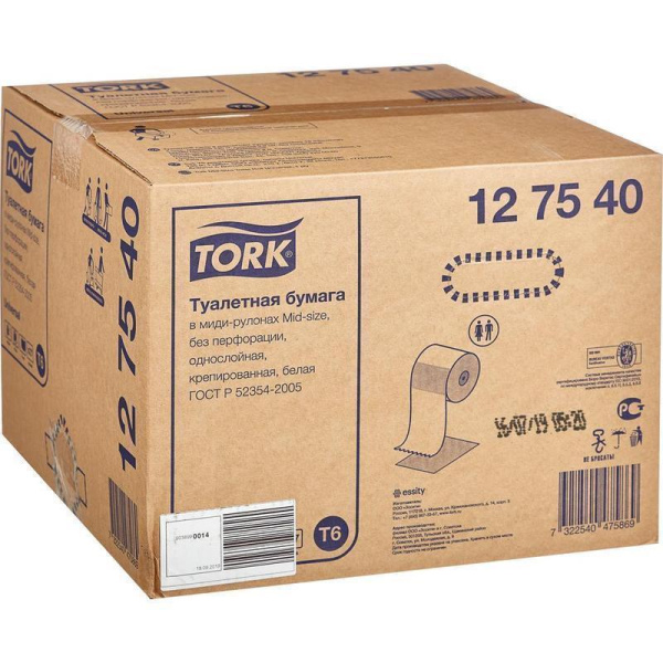 Туалетная бумага в рулонах Tork Mid-size Universal T6 127540 1-слойная 27 рулонов по 135 метров