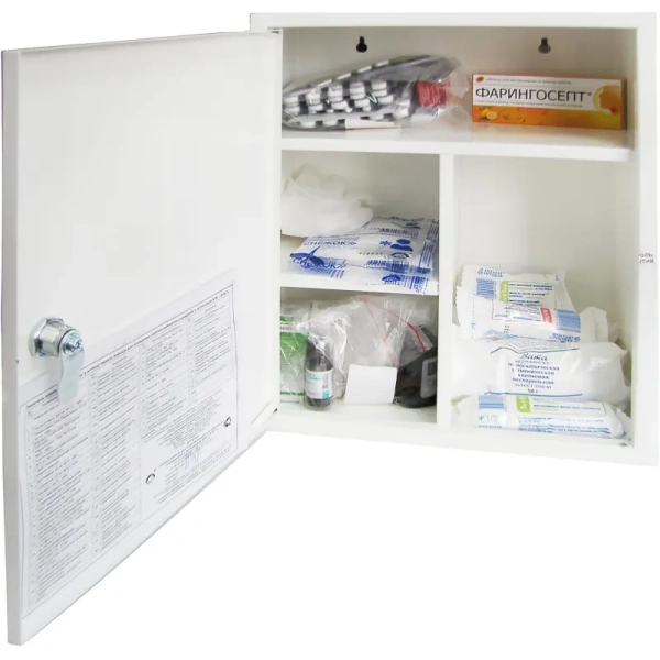 Аптечка первой помощи коллективная ФЭСТ с наполнением (металлический  шкаф)