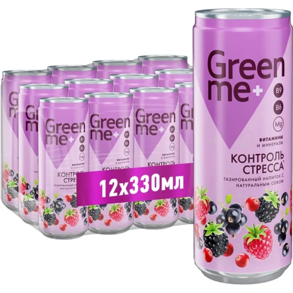 Напиток среднегазированный GreenMe Plus Stress Control 0.33 л Напиток среднегазированный GreenMe Plus Stress Control 0.33 л