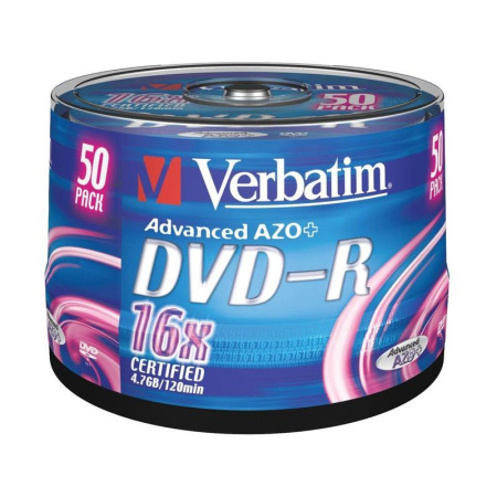 Диск DVD-R Verbatim 4.7 Gb 16x (50 штук в упаковке)