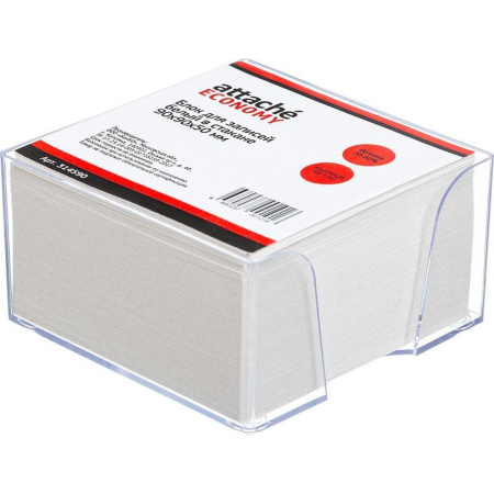 Блок для записей Attache 90x90x50 мм белый в прозрачном боксе