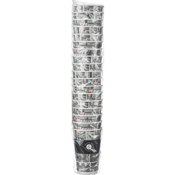 Стакан одноразовый бумажный 400 мл черный 18 штук в упаковке Huhtamaki Cafe Noir