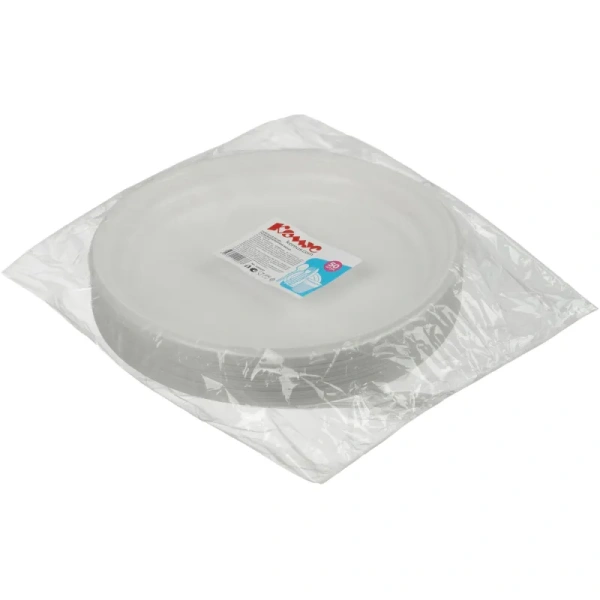 Тарелка одноразовая пластиковая Комус Эконом 210 мм белая (50 штук в  упаковке) Тарелка одноразовая пластиковая Комус Эконом 210 мм белая (50 штук в  упаковке)