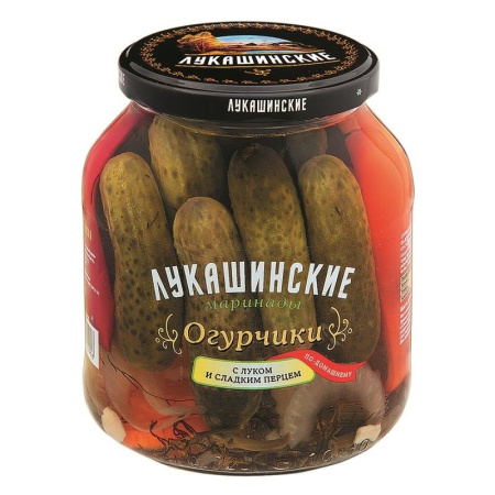 Огурчики Лукашинские маринованные по-домашнему со сладким перцем 670 г