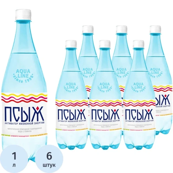 Вода минеральная Псыж лечебно-столовая газированная 1 л