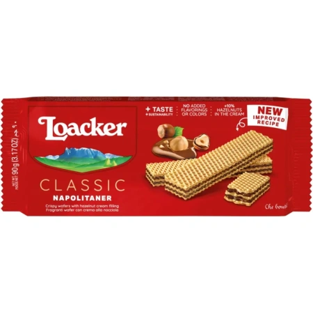 Вафли Loacker Napolitaner 90 г (12 штук в упаковке)