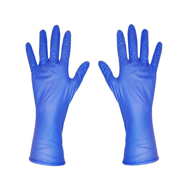 Перчатки одноразовые SFM нитриловые неопудренные фиолетовые удлиненные  (размер M, 100 штук/50 пар в упаковке)