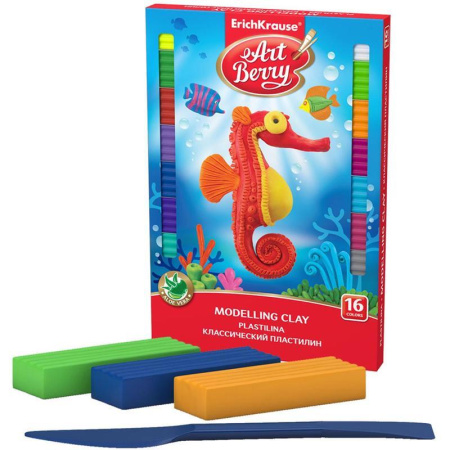 Пластилин на растительной основе ArtBerry 16 цветов со стеком 288 г