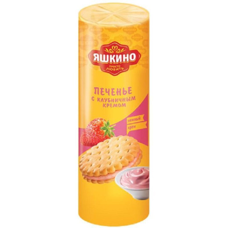 Печенье затяжное Яшкино с клубничным кремом 190 г Печенье затяжное Яшкино с клубничным кремом 190 г