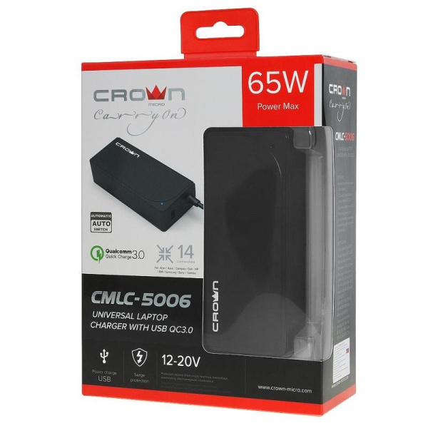 Зарядное устройство Crown CMLC-5006 универсальное 65 Вт