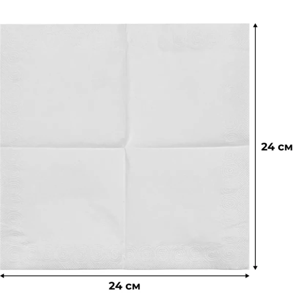 Салфетки бумажные сервировочные 2-слойные 24x24 см (100 листов в пачке)