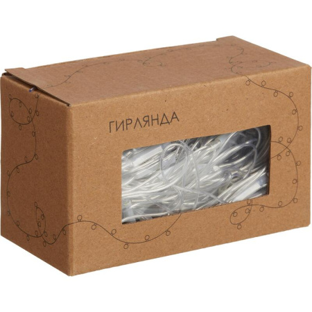 Электрогирлянда холодный белый свет 100 ламп 6 м