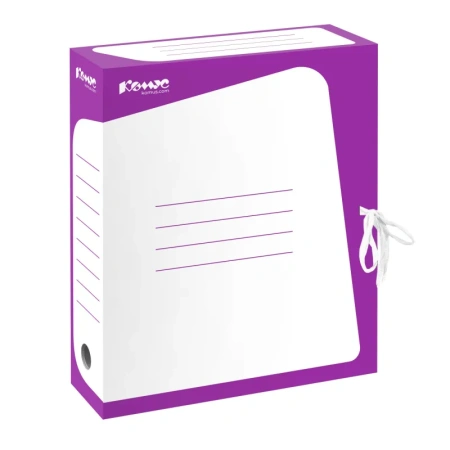 Короб архивный на 2-х завязках Комус А4 75 мм гофрокартон до 770 листов сиреневый