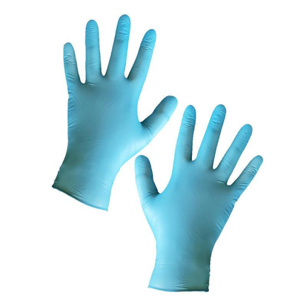Перчатки одноразовые Спецзащита нитриловые неопудренные голубые (размер  XL, 100 штук/50 пар в упаковке)