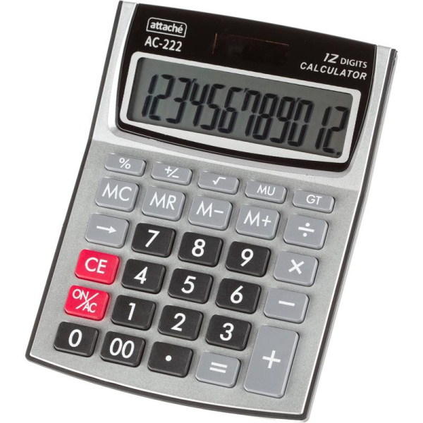 Калькулятор настольный Attache AC-222 12-разрядный серебристый  144x107x26 мм