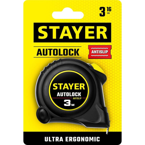 Рулетка измерительная Stayer Autolock 3 м x 16 мм сталь с автостопором  (2-34126-03-16_z02)